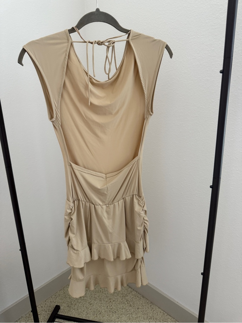 Lioness Neutral Tie-Back Ruffle Backless Dress